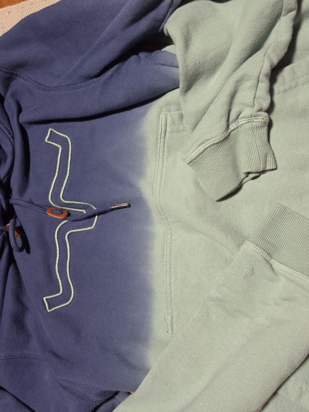 Womens  Two-Tone Navy and Mint Pullover Hoodie Kimes Ranch Size Small
